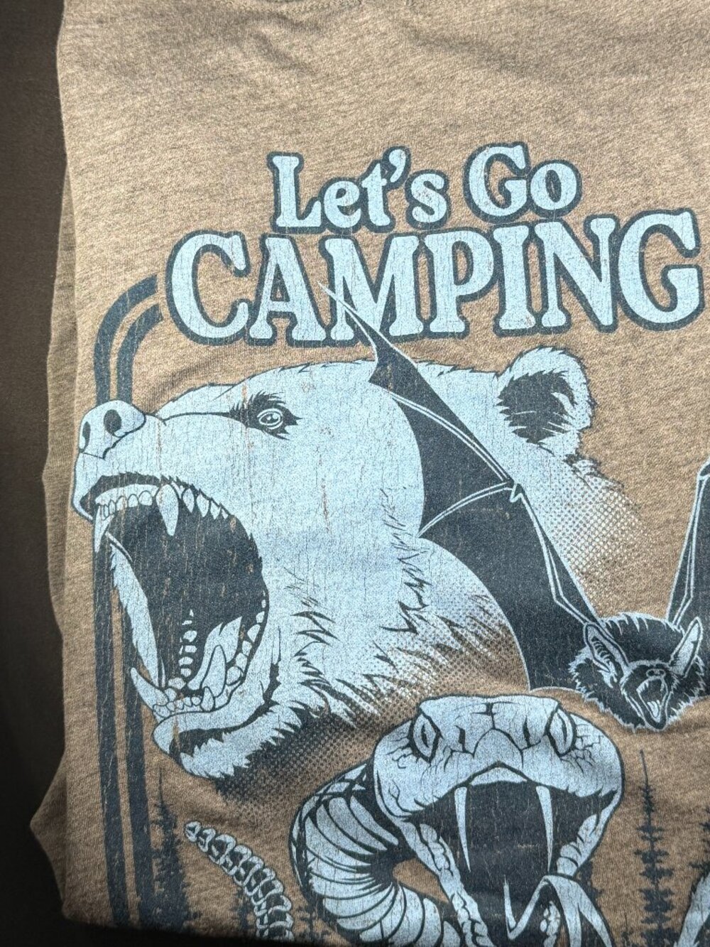 Nine Line Apparel T-shirt Let's Go Camping Bear Snake Bat Graphic X Large XL #1